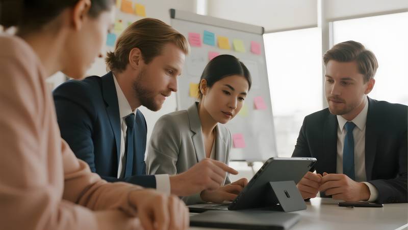 团队协作讨论中图片