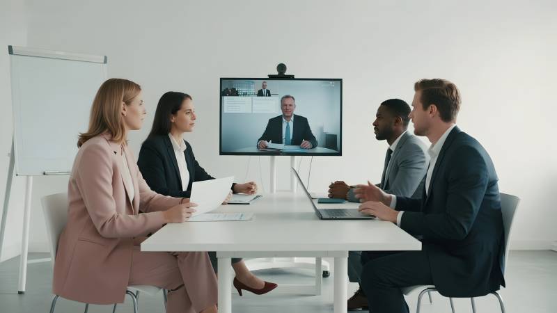 视频会议进行中图片