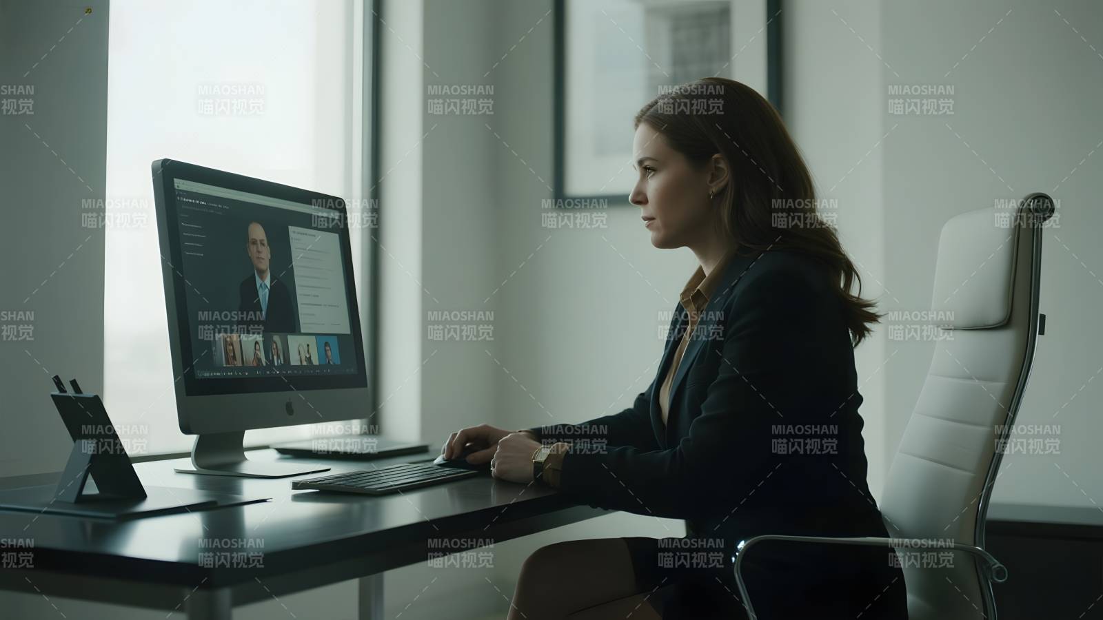 专注工作中的女性图片