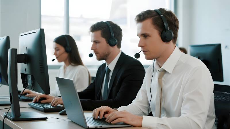 客服团队专注工作图片