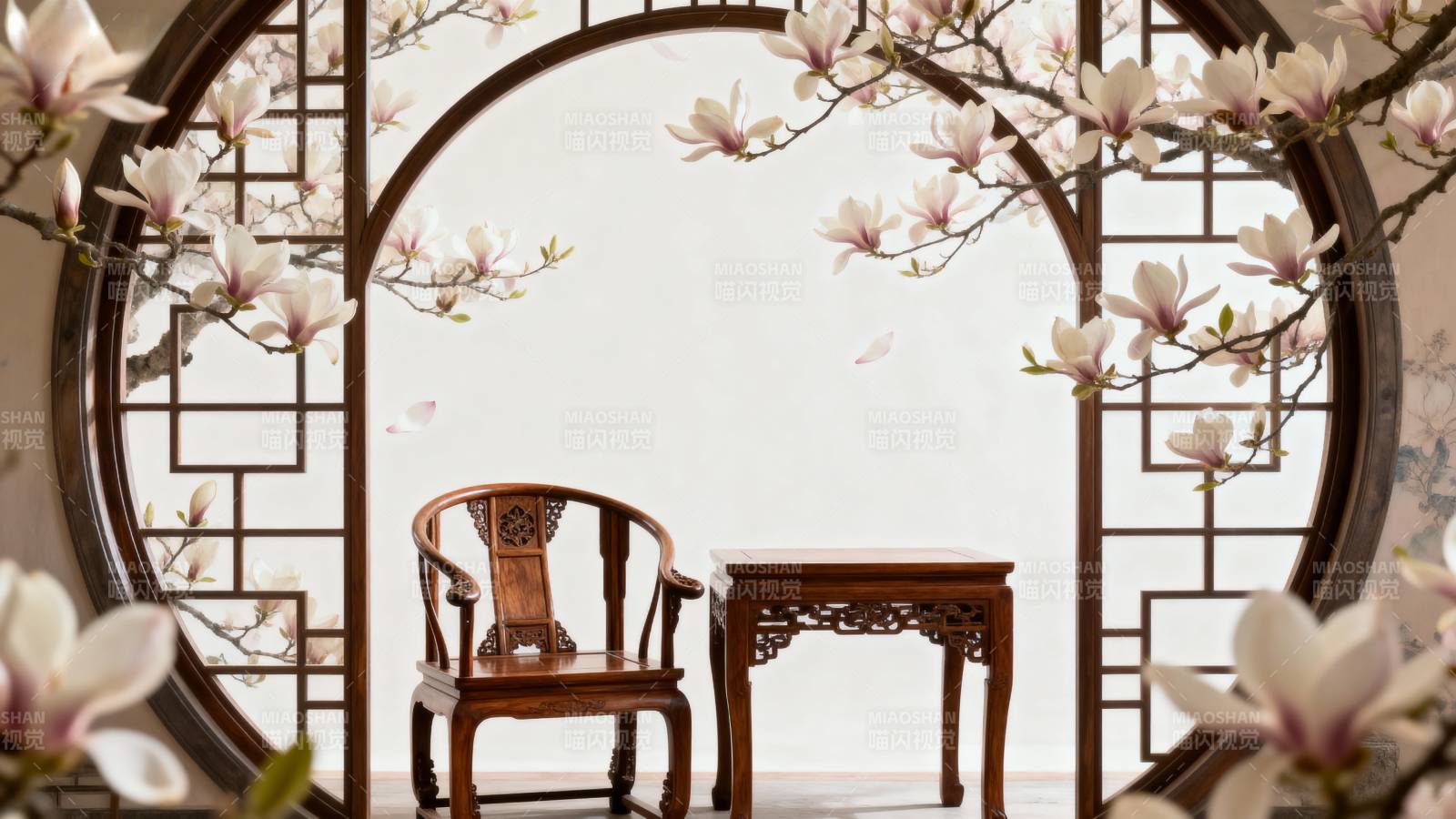 花影映古韵图片