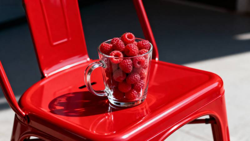 红椅上的覆盆子图片