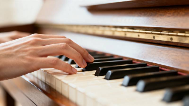 指尖轻抚琴键图片