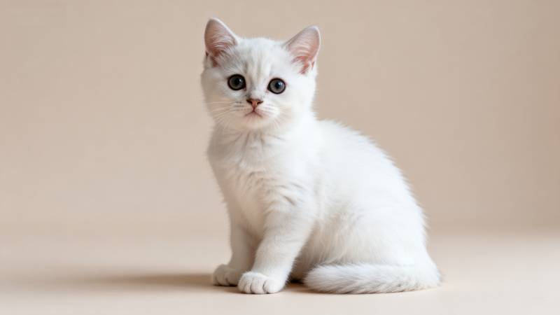 纯白小猫萌态十足图片