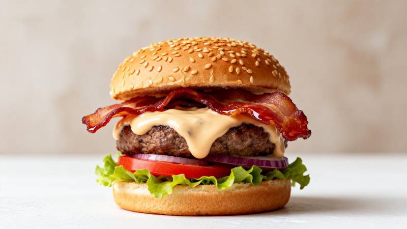 美味培根汉堡图片