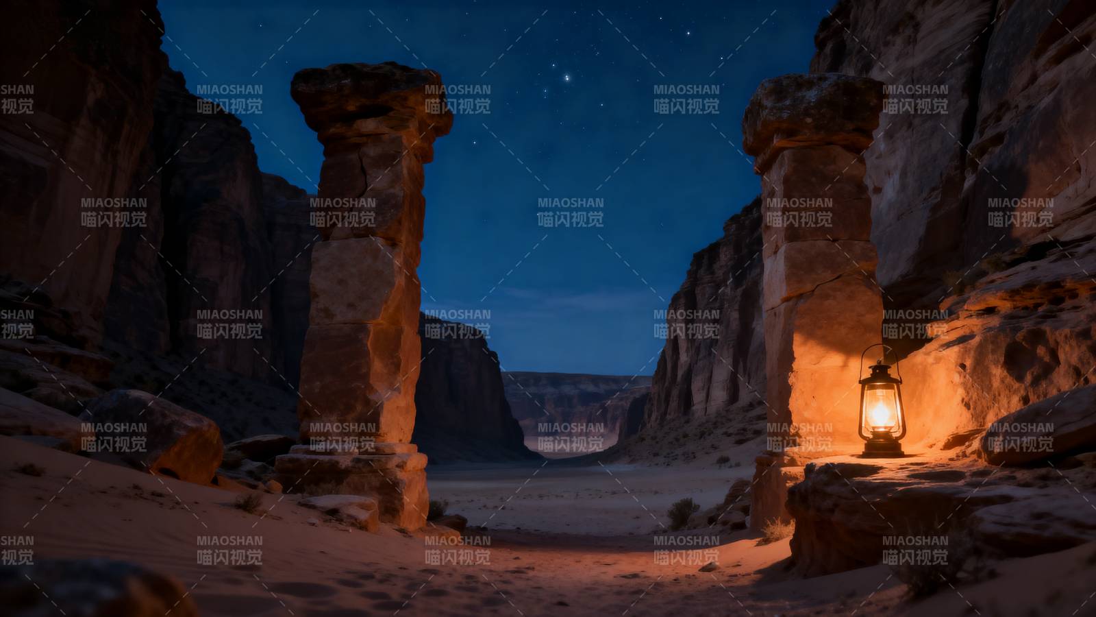 夜幕下的峡谷古迹图片