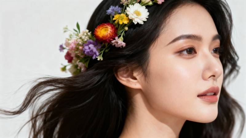 花环美人侧颜图片