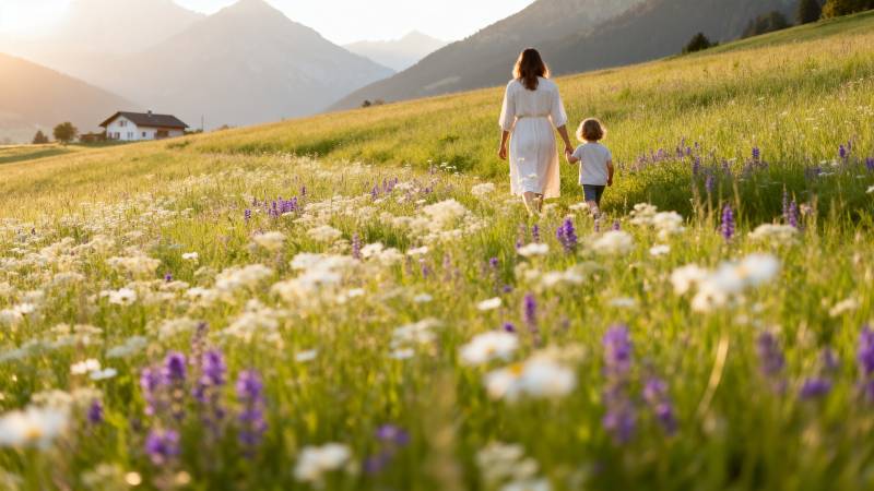 母子花海行图片