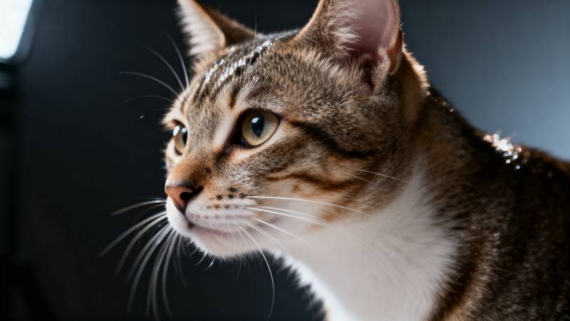 虎斑猫侧脸特写图片