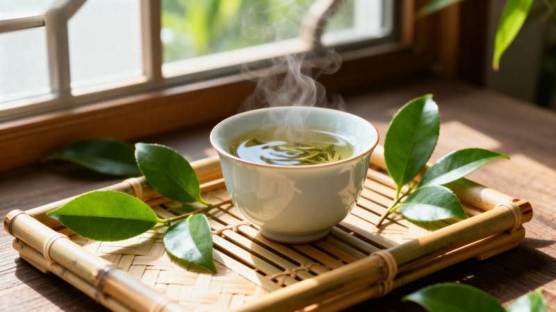 茶香袅袅 绿叶相伴图片