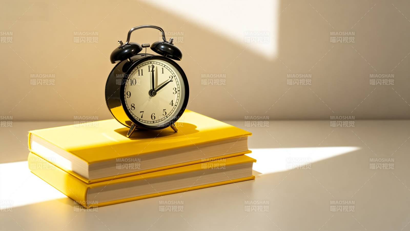 闹钟与书本静置图片