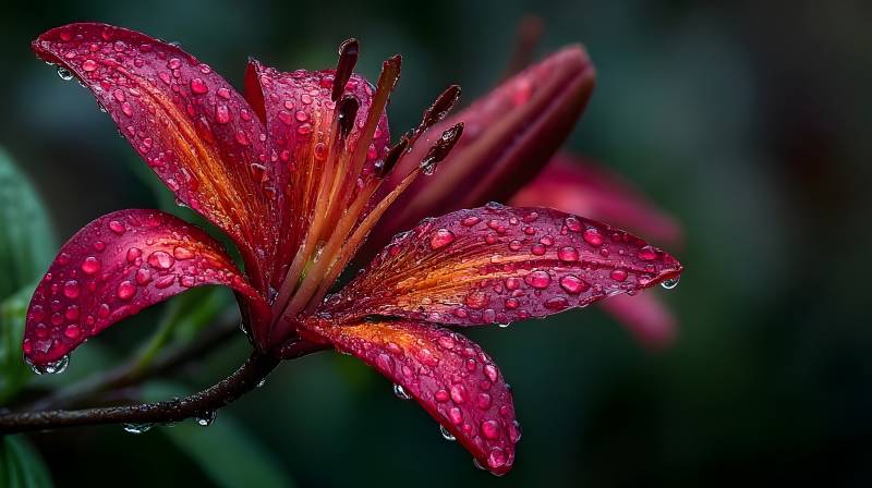 雨后红花绽放图片