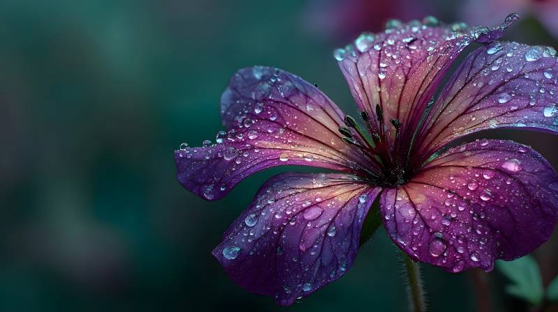 紫花上的露珠图片