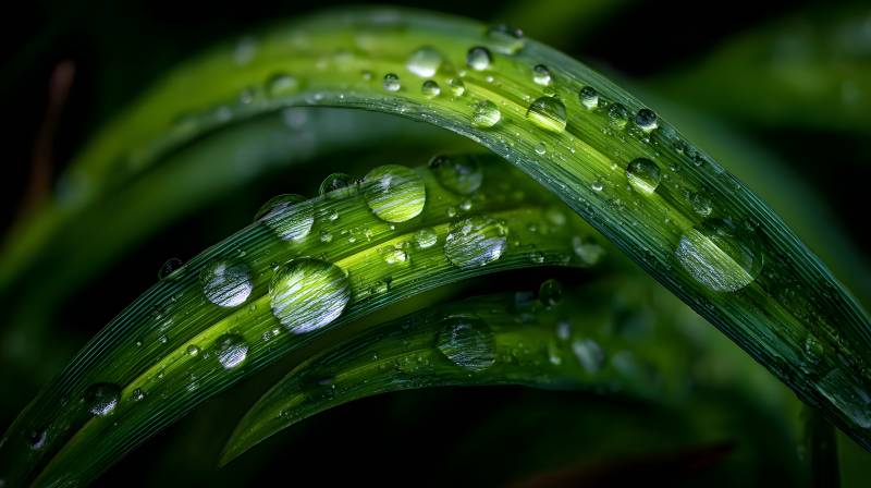 露珠映绿叶图片