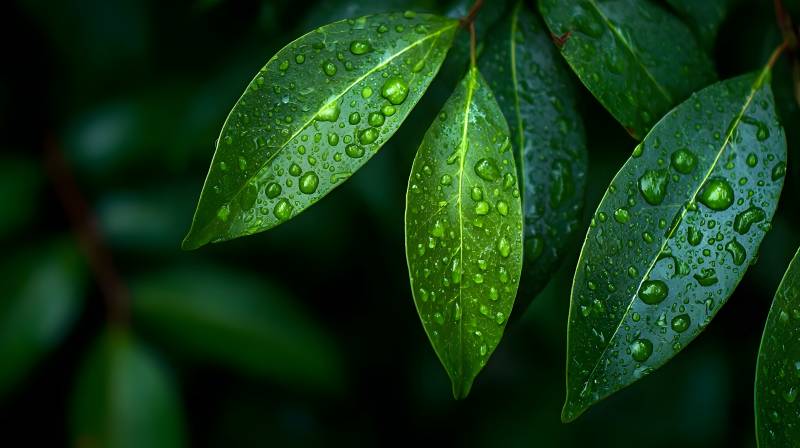 雨后绿叶晶莹图片