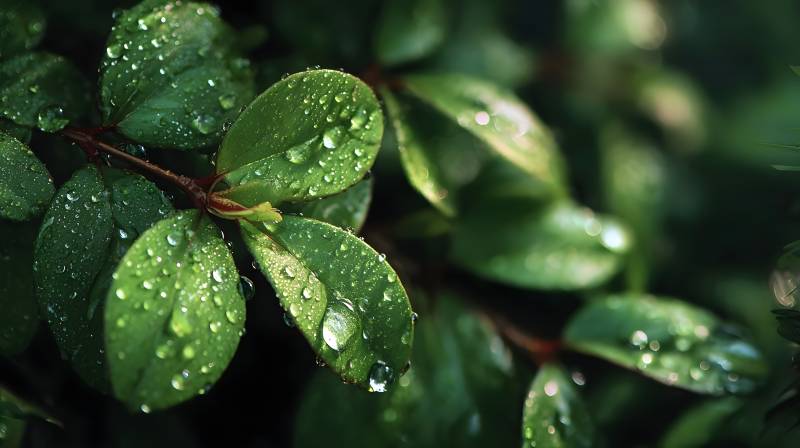 雨露润叶图片