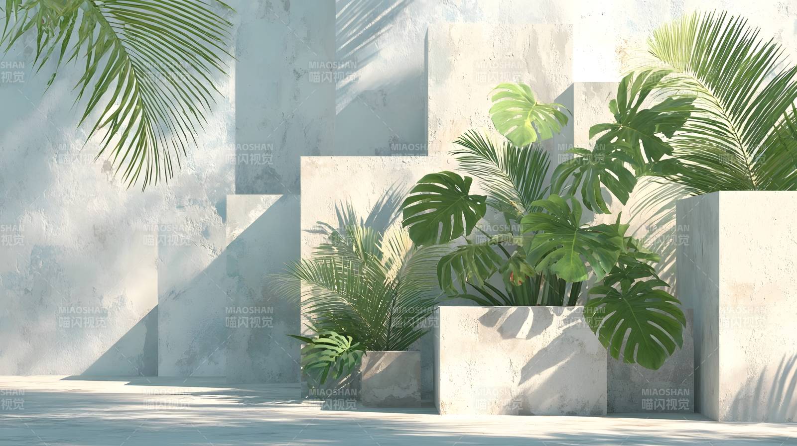 绿植光影墙景图片