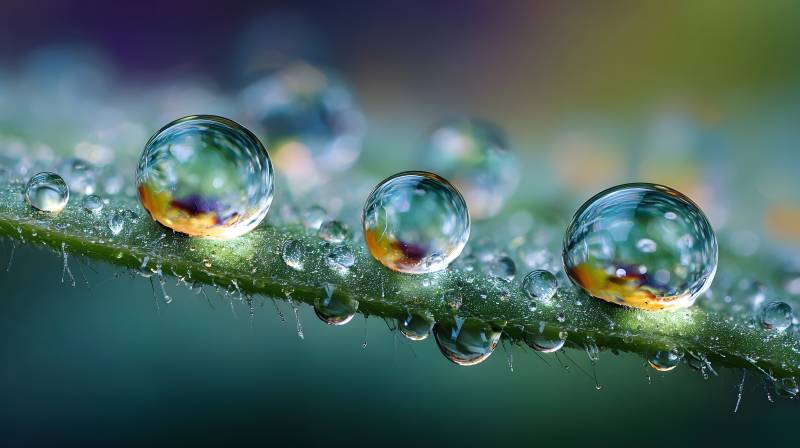 露珠映彩光图片