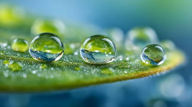 露珠映绿叶图片