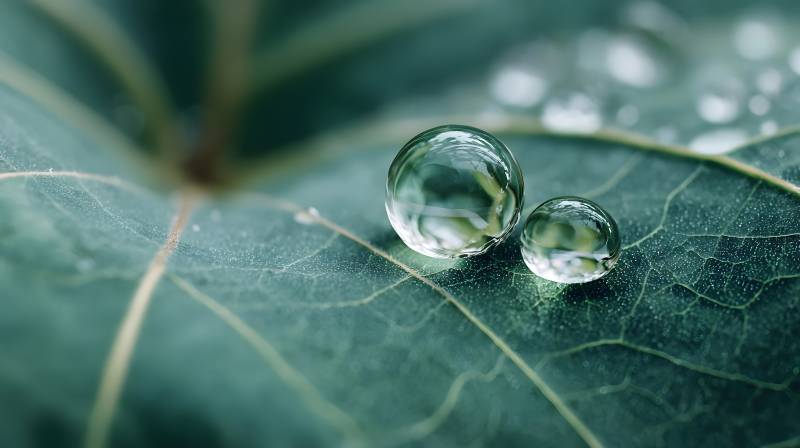 叶上晶莹水珠图片