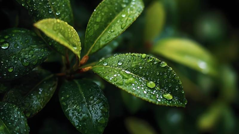 雨后绿叶晶莹图片