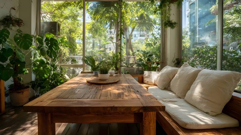 阳光下的绿植客厅图片