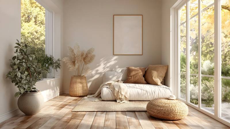 阳光满屋的宁静角落图片