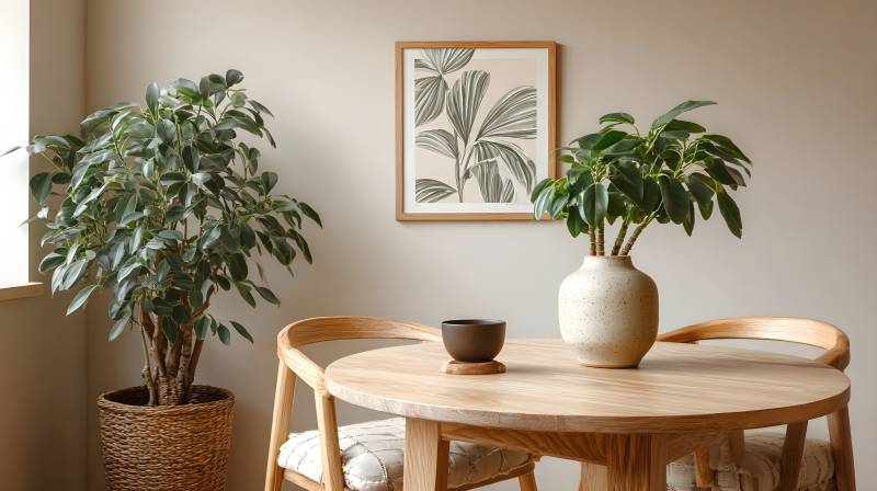 绿植点缀温馨餐桌图片