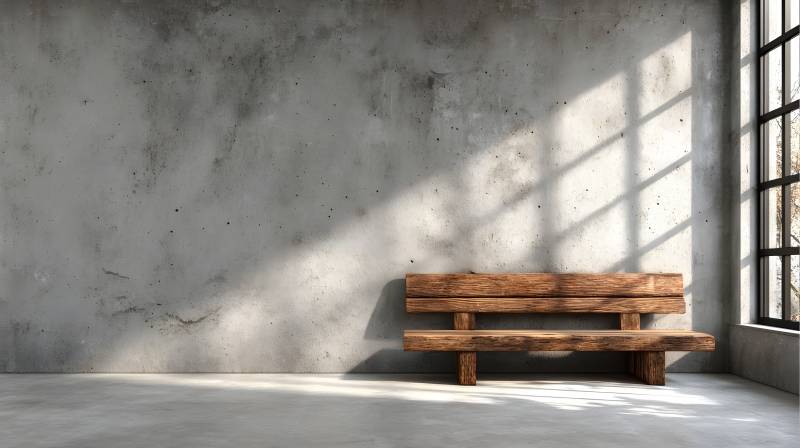 光影中的木凳图片