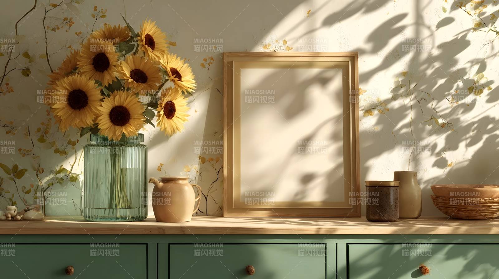 向日葵与光影静物图片