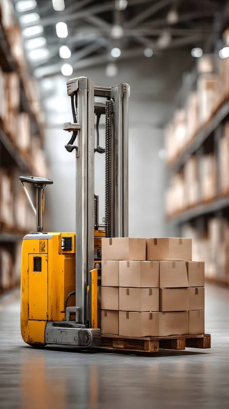 仓库叉车搬运货物图片
