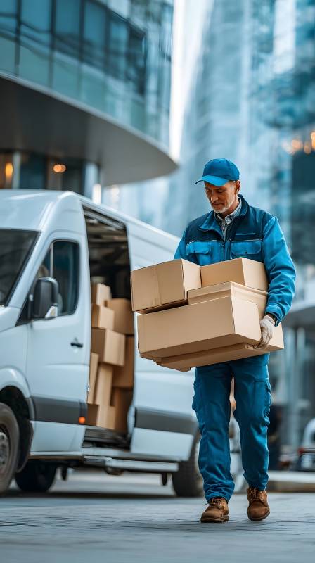 快递员搬运包裹图片