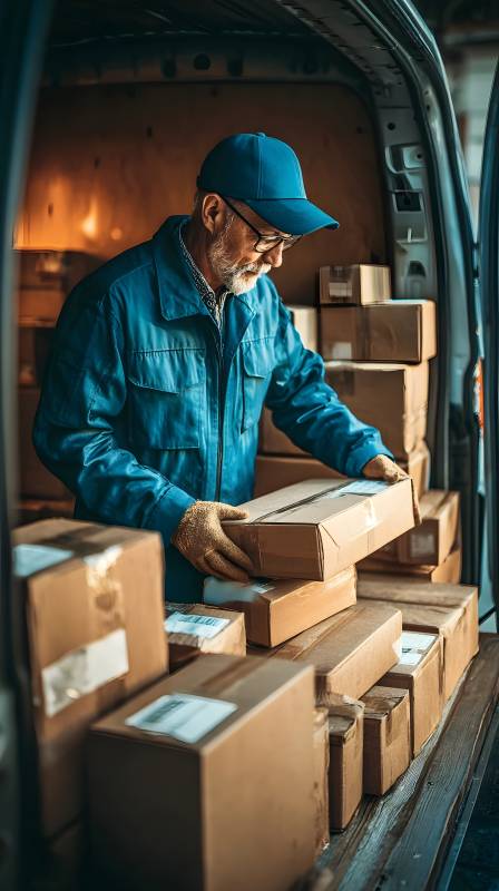 快递员装卸包裹图片