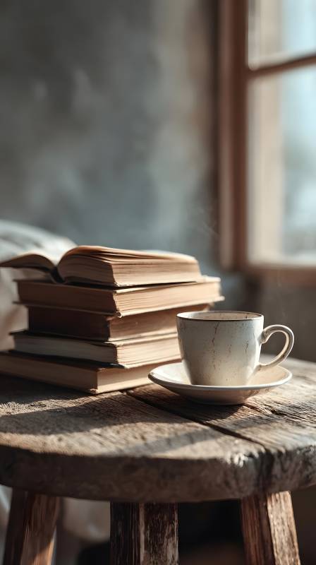 书与咖啡的静谧时光图片