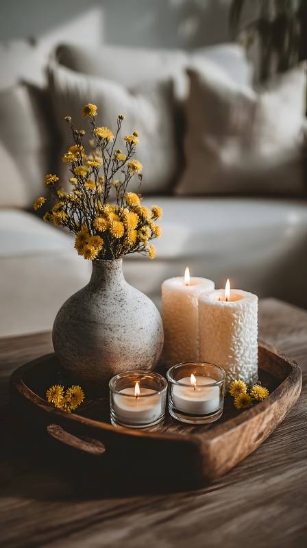 温馨烛光花艺摆设图片