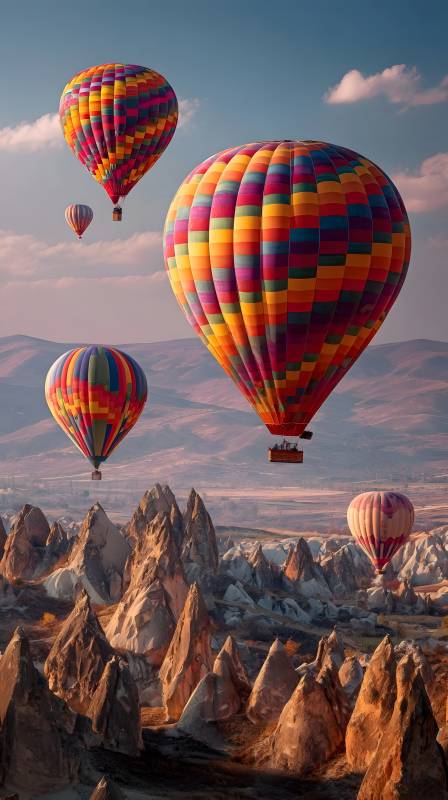 热气球翱翔奇境图片