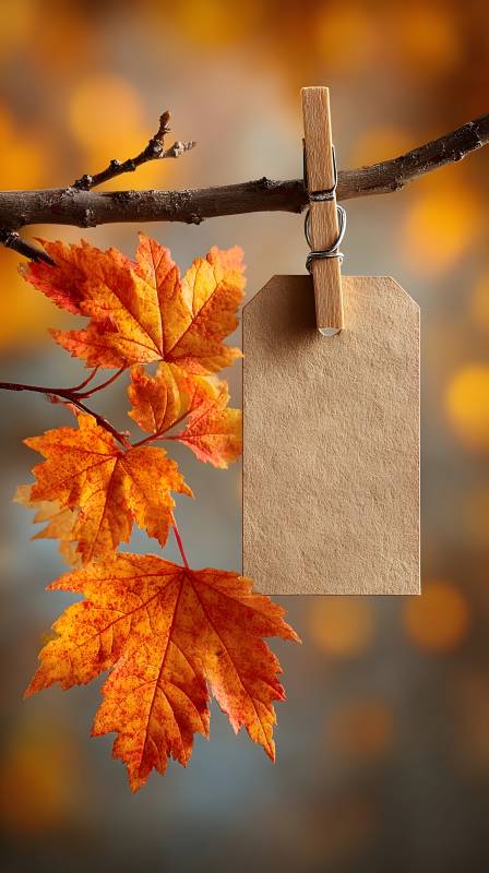 秋叶挂签图片