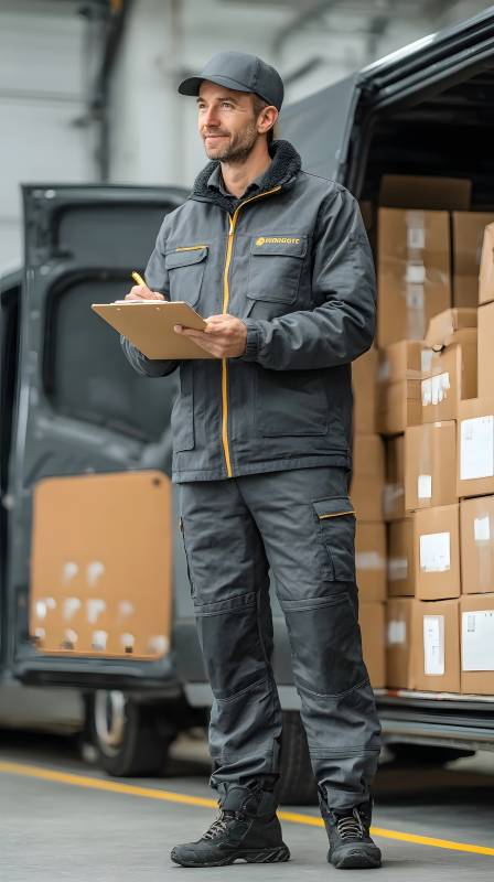 快递员检查货物图片