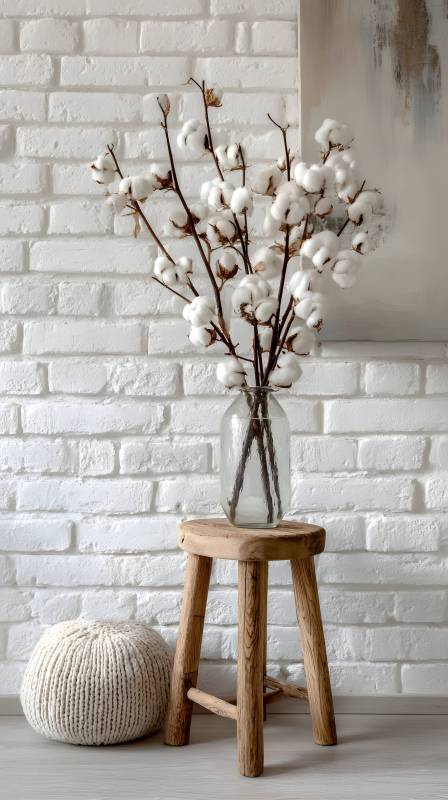 棉枝静物图图片