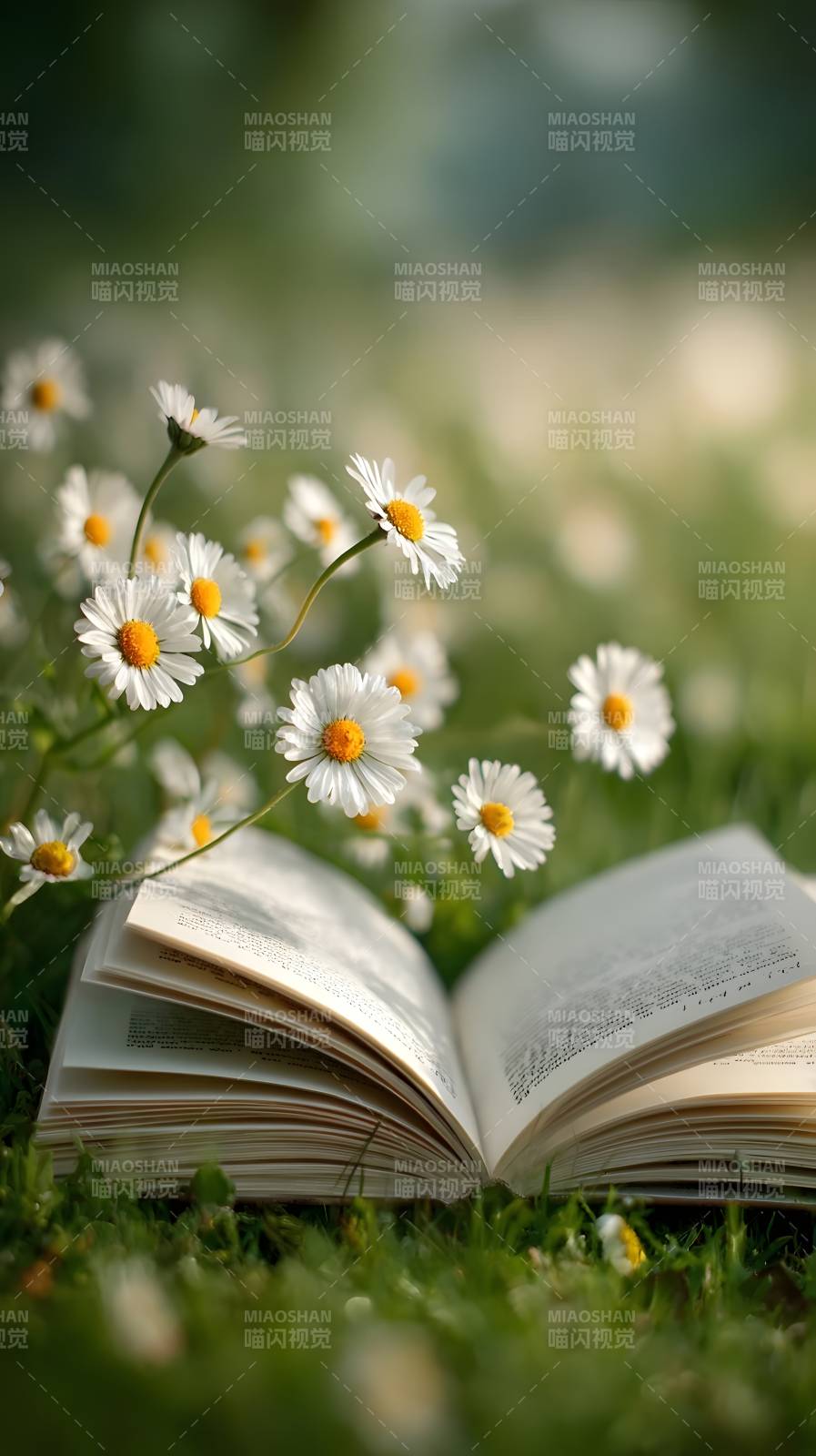 书与雏菊的静谧时光图片
