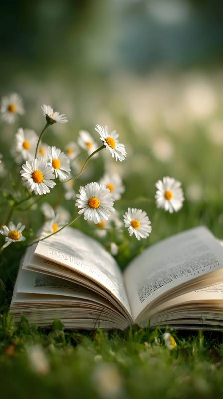书与雏菊的静谧时光图片