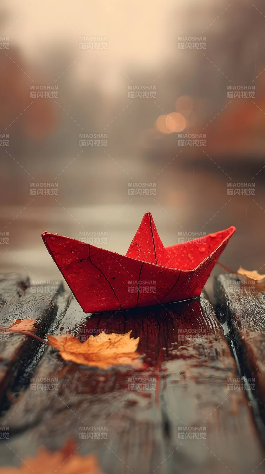 红叶纸船秋意浓图片