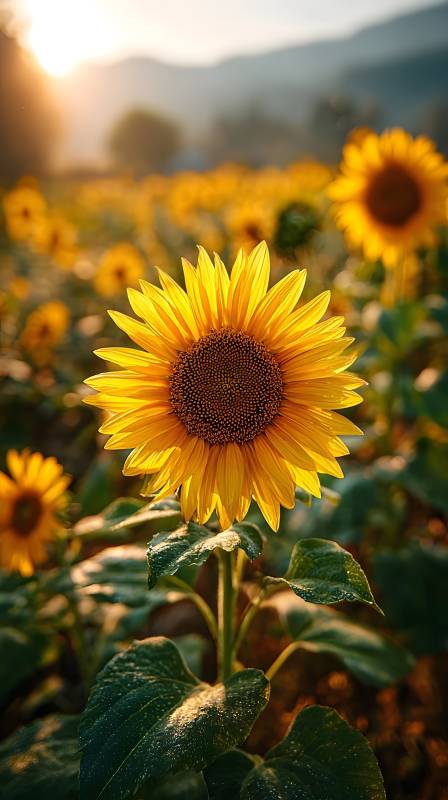 向日葵花海晨光图片