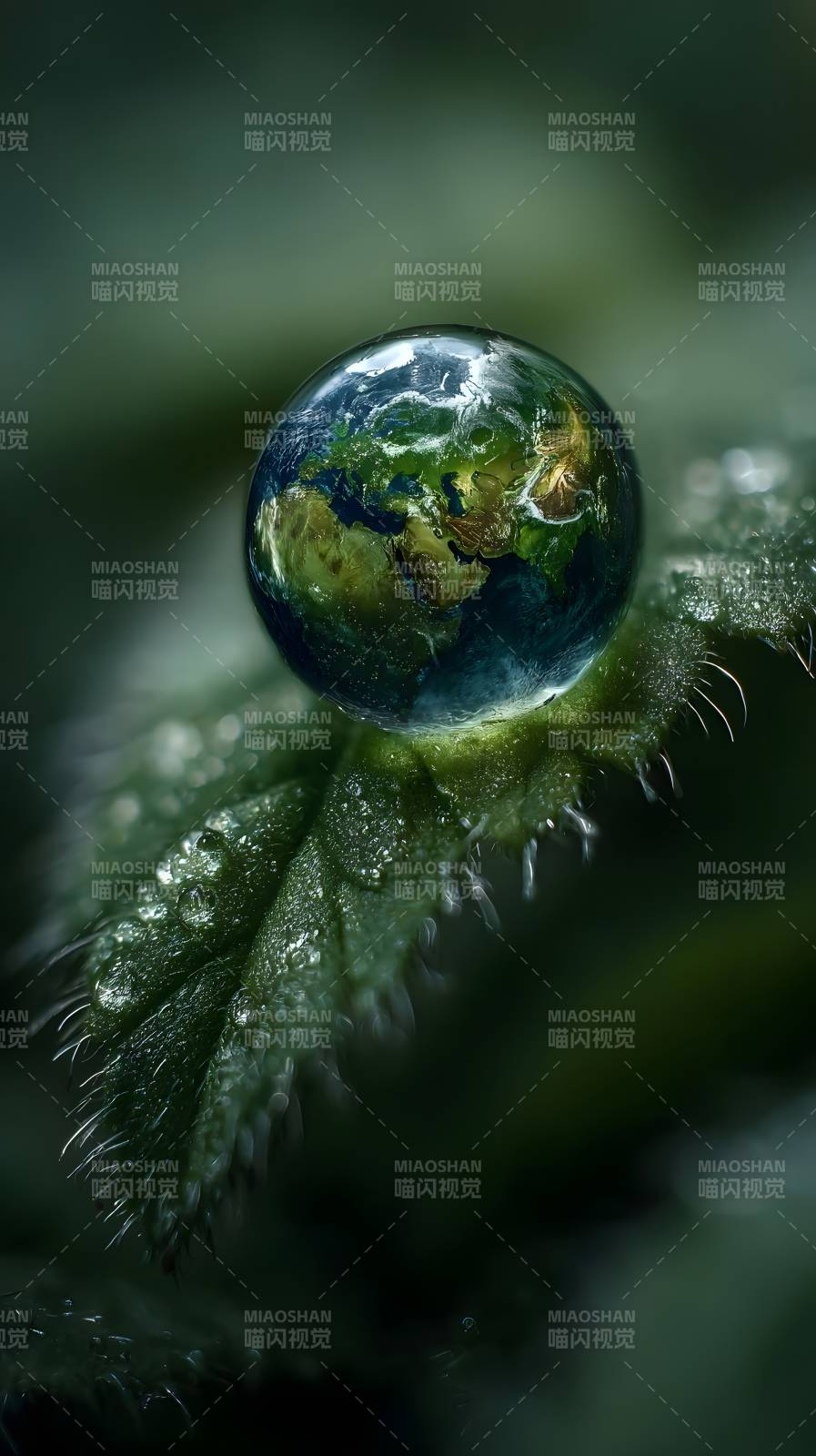 地球在叶尖图片