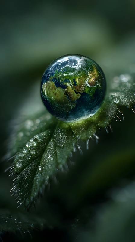 地球在叶尖图片