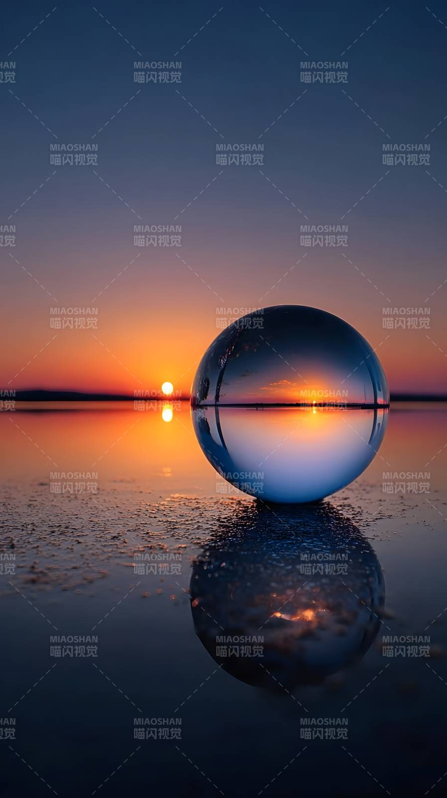 水晶球映日落图片