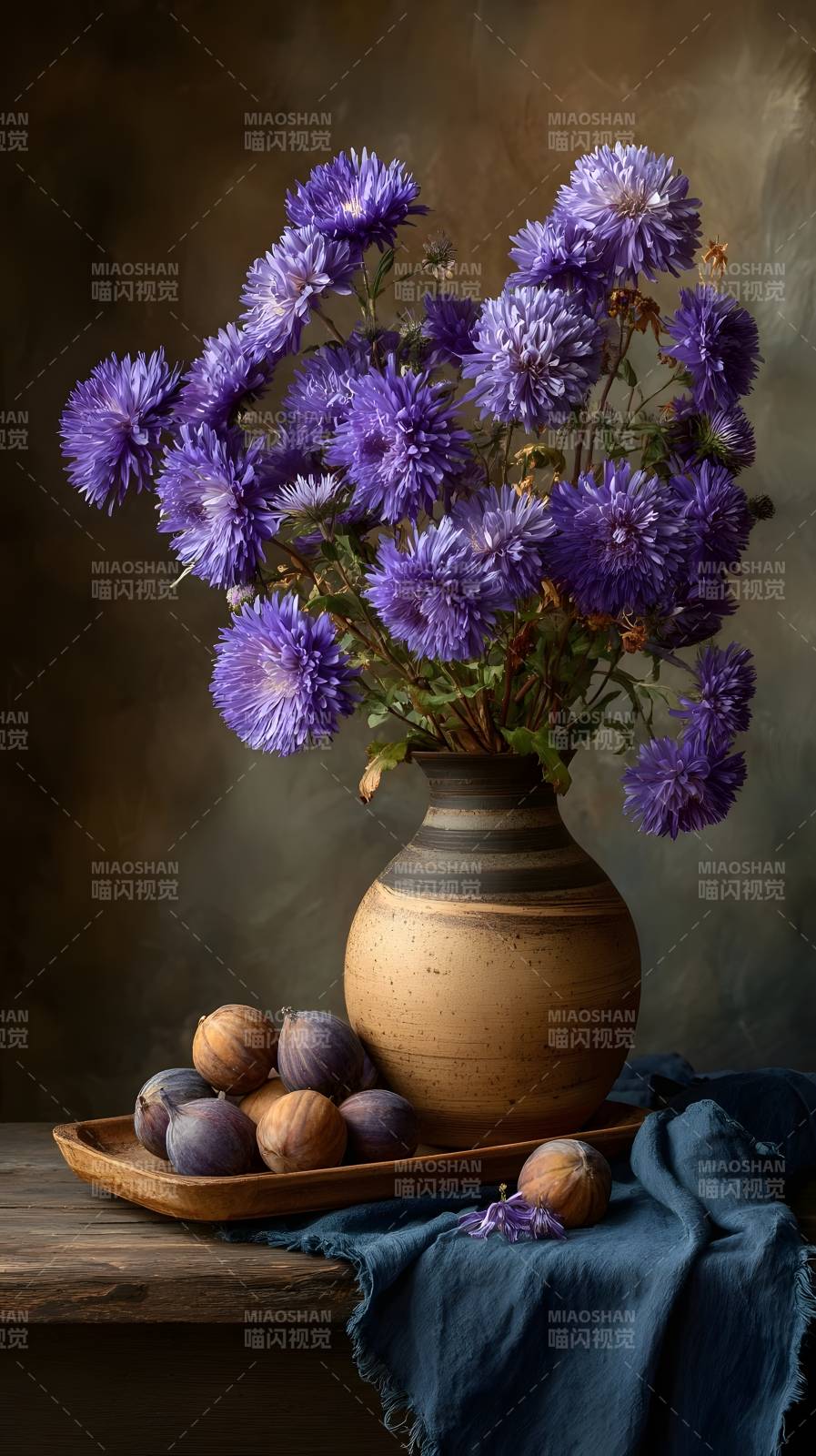 紫菊静物图图片