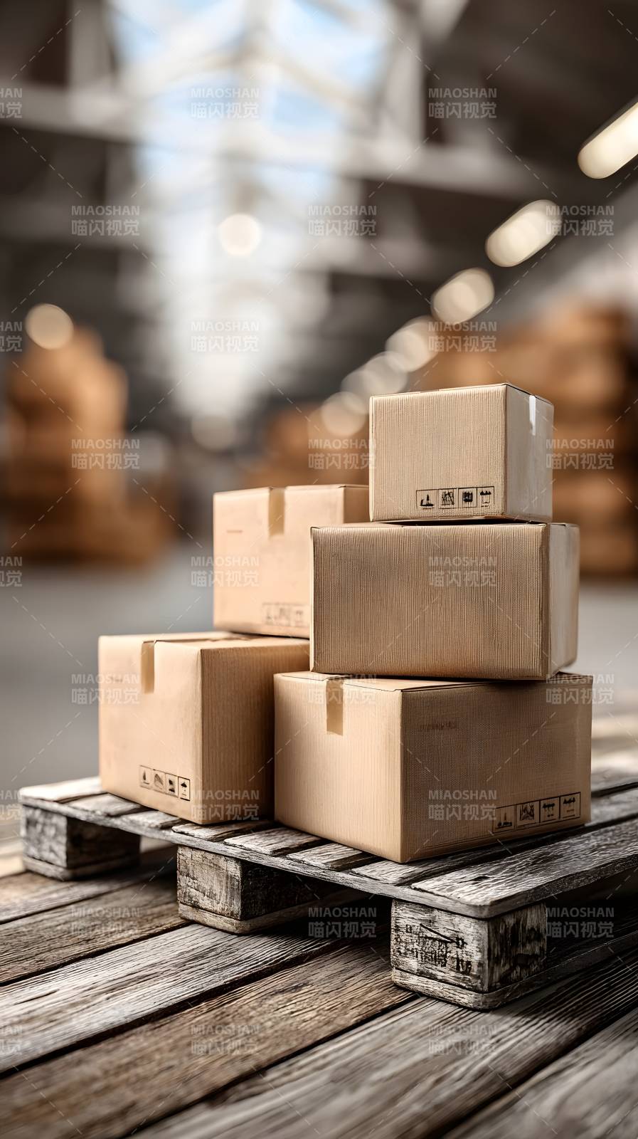 仓库中的纸箱堆叠图片