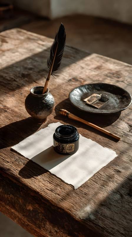 古风书写静物图片