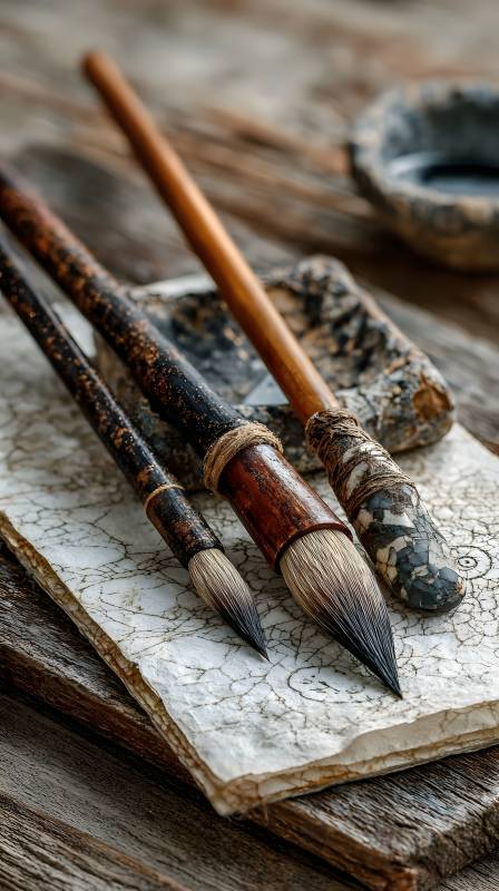 古韵毛笔静置图图片